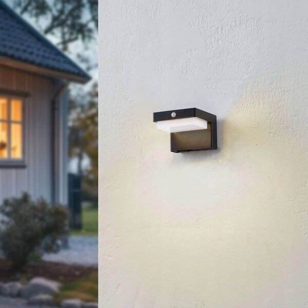 LED fasádní svítidlo 5 W, 400 lm, pohybové čidlo, IP44, teplá bílá, 11,5 × 8 × 12 cm