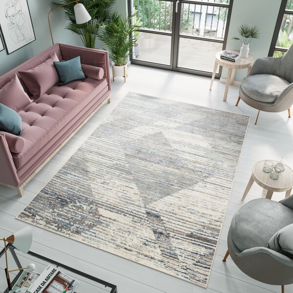Makro Abra Moderní kusový koberec PORTLAND G501B bílý modrý Rozměr: 120x170 cm