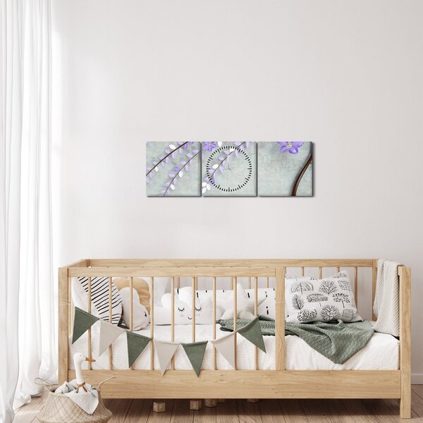 Obraz - Fialový déšť (s hodinami) (90x30 cm)
