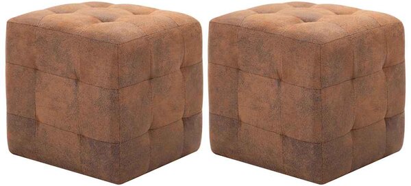 Noční stolky 2 ks hnědé 30 x 30 x 30 cm umělá broušená kůže 249014