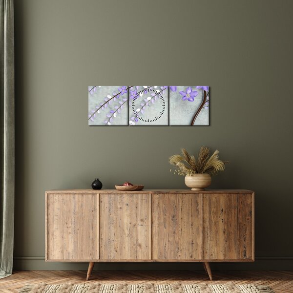 Obraz - Fialový déšť (s hodinami) (90x30 cm)