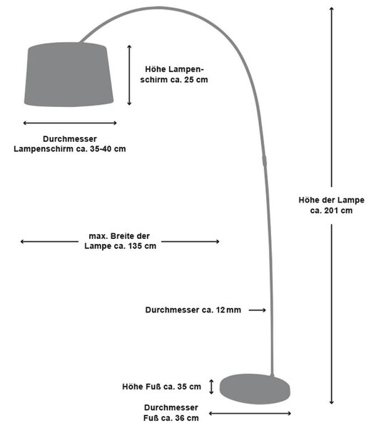 STOJACÍ OBLOUKOVÉ SVÍTIDLO, 135/205/36 cm P & B - Online Only svítidla, Online Only