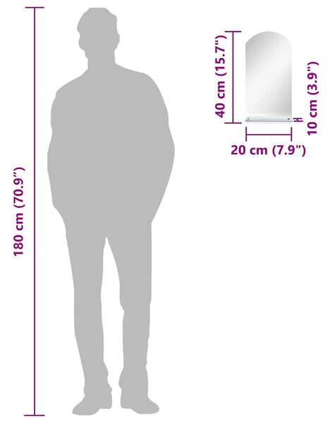Nástěnné zrcadlo s policí 20 x 40 cm tvrzené sklo 249429