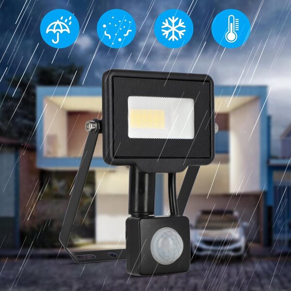 Solární LED reflektor 20 W, IP65, úhel 120°, 14 × 9 × 3 cm