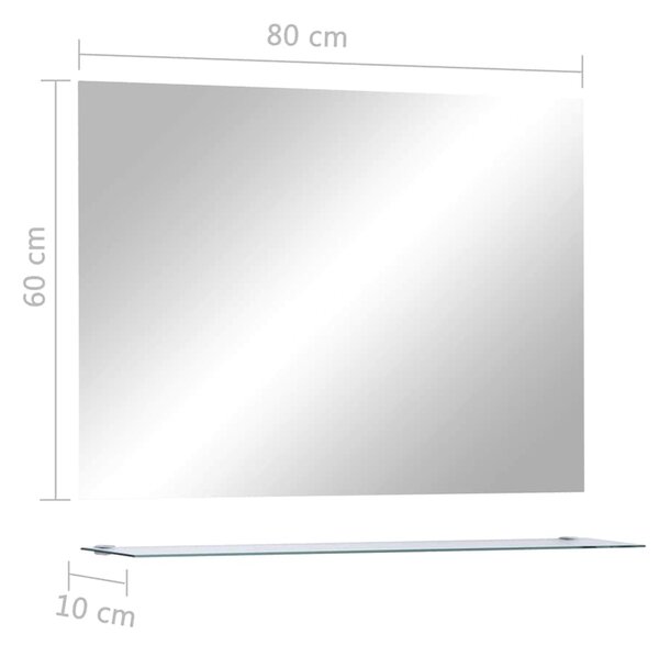 Nástěnné zrcadlo s policí 80 x 60 cm tvrzené sklo 249442
