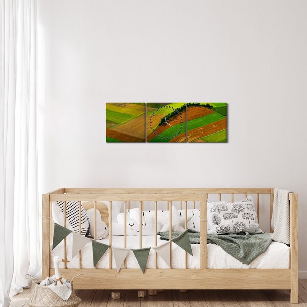 Obraz - Pole, louky (s hodinami) (90x30 cm)