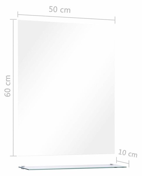 Nástěnné zrcadlo s policí 50 x 60 cm tvrzené sklo 249441