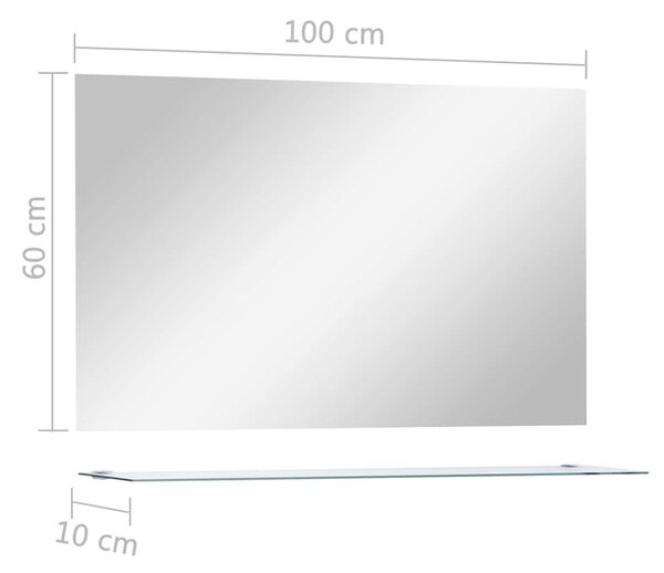 Nástěnné zrcadlo s policí 100 x 60 cm tvrzené sklo 249443