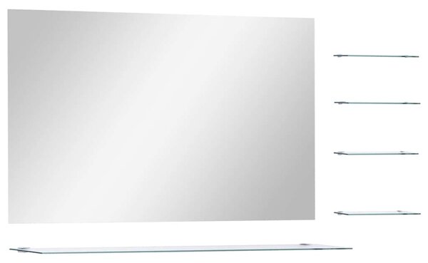Nástěnné zrcadlo s 5 poličkami stříbrné 100 x 60 cm 249446