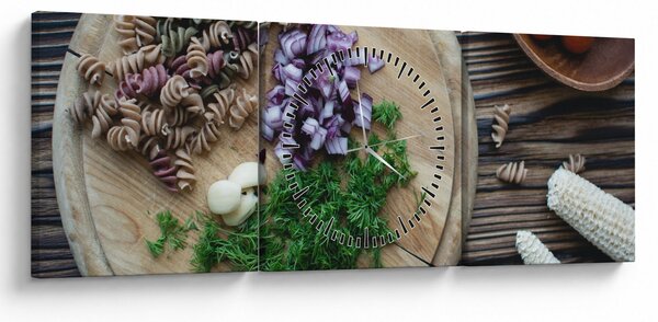 Obraz - Z kuchyňského prkénka (s hodinami) (90x30 cm)