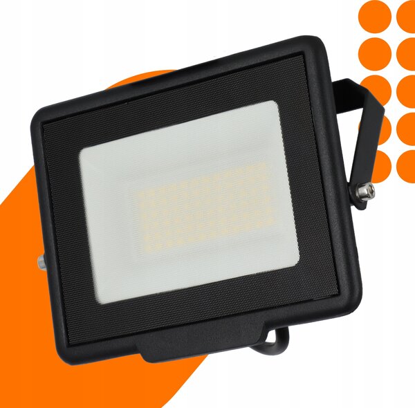 Solární LED reflektor 50 W, 4500 K, neutrální bílá, IP65, úhel 120°, 15 × 12 × 3 cm