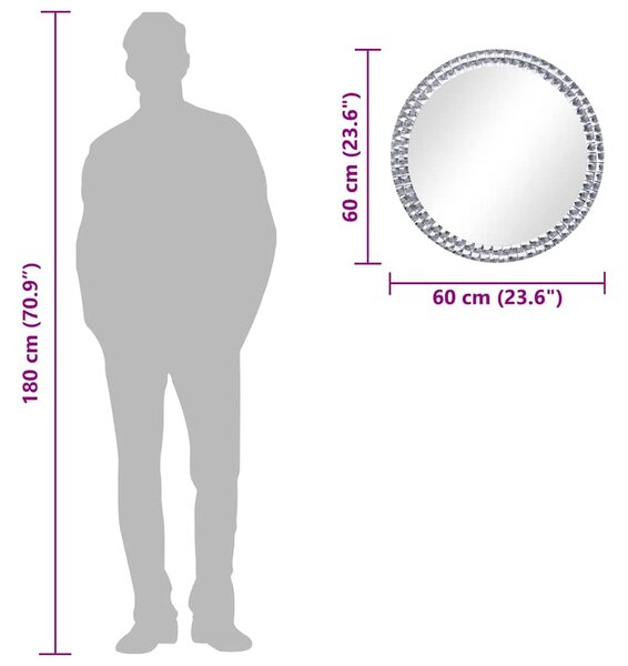 Nástěnné zrcadlo 60 cm tvrzené sklo 249449