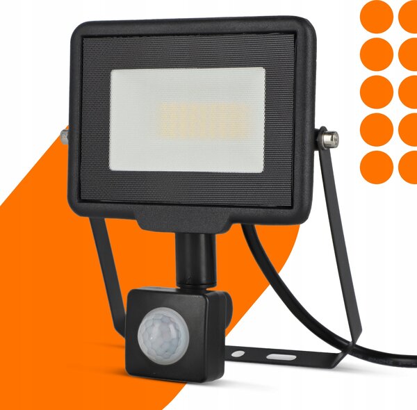 Solární LED reflektor 30 W, IP65, úhel 120°, 16 × 12 × 3 cm