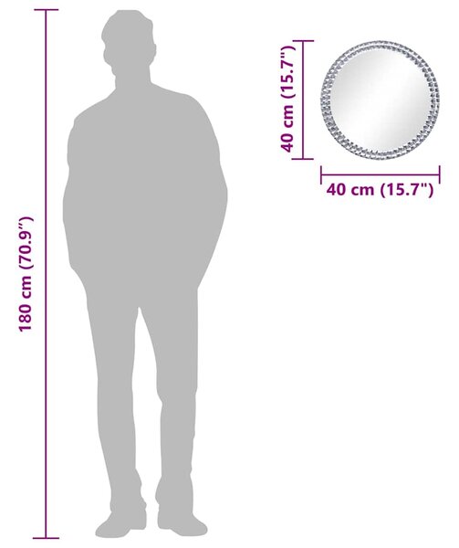 Nástěnné zrcadlo 40 cm tvrzené sklo 249447