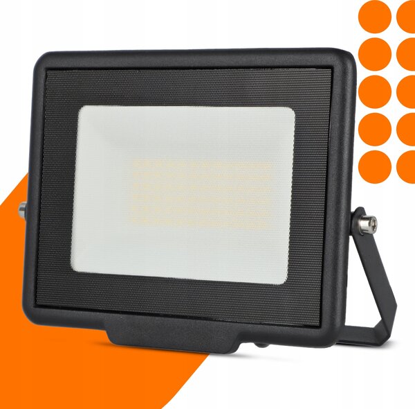 Solární LED reflektor 50 W, 4500 K, neutrální bílá, IP65, úhel 120°, 15 × 12 × 3 cm