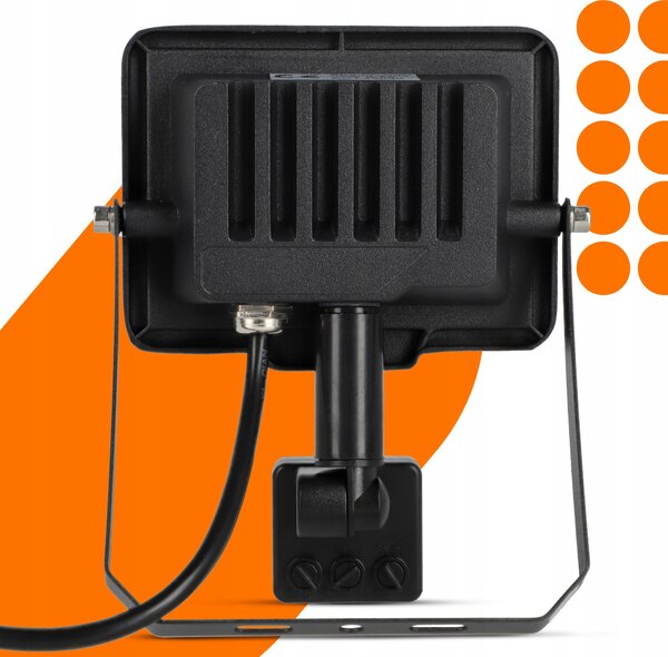 Solární LED reflektor 30 W, IP65, úhel 120°, 16 × 12 × 3 cm
