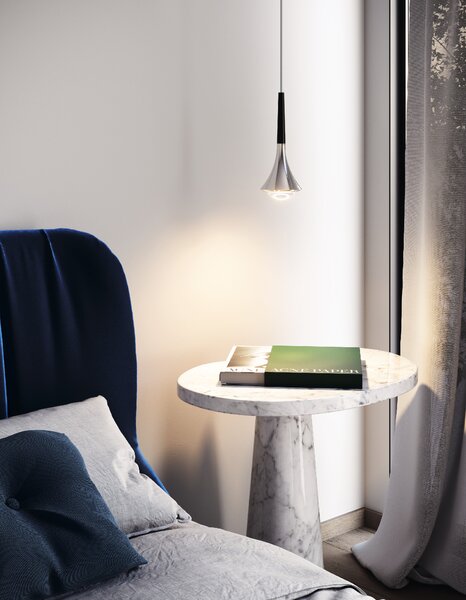 Lodes Designové závěsné LED svítidlo RAIN, 7W, v. 21 cm, CRI90 Barva: Matná černá, Teplota světla: 2700K - teplá bílá, Barva montury: Matná černá