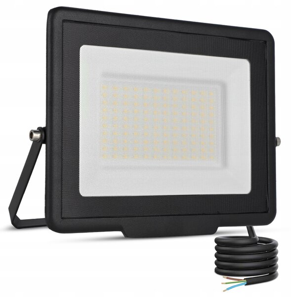 Solární LED reflektor 100 W, IP65, neutrální bílá, úhel 120°, 23 × 18,5 × 3 cm