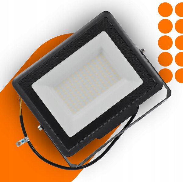 Solární LED reflektor 100 W, IP65, neutrální bílá, úhel 120°, 23 × 18,5 × 3 cm