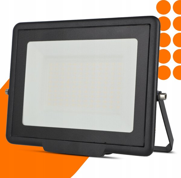 Solární LED reflektor 100 W, IP65, neutrální bílá, úhel 120°, 23 × 18,5 × 3 cm