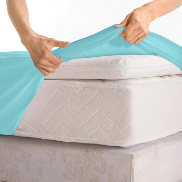 Jednobarevné napínací prostěradlo zn. Colombine®, žerzej, hloubka rohů 40 cm blankytně modrá napínací prostěradlo 140x190 cm