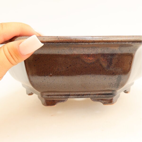 E-bonsai Keramická bonsai miska 24 x 21,5 x 7,5 cm hnědá
