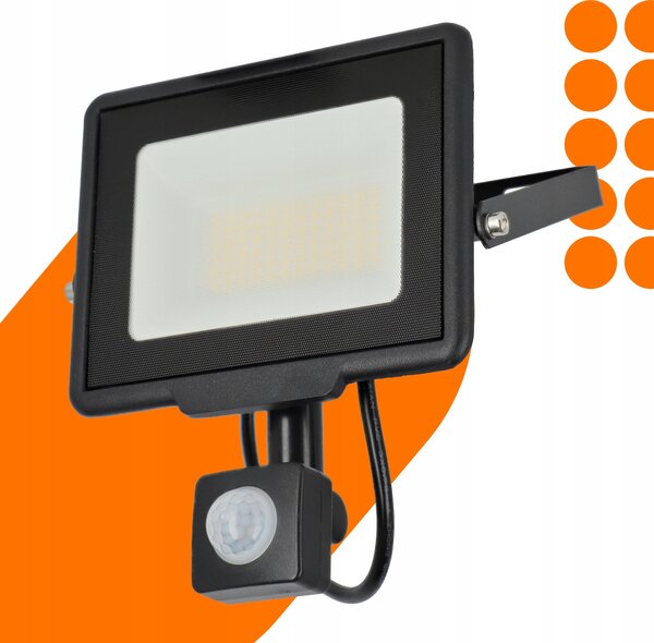Solární LED reflektor 50 W, IP65, úhel 120°, 19 × 15,5 × 3 cm