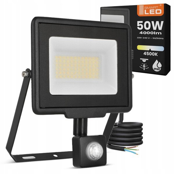Solární LED reflektor 50 W, IP65, úhel 120°, 19 × 15,5 × 3 cm