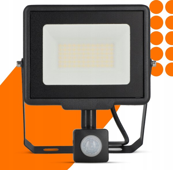 Solární LED reflektor 50 W, IP65, úhel 120°, 19 × 15,5 × 3 cm