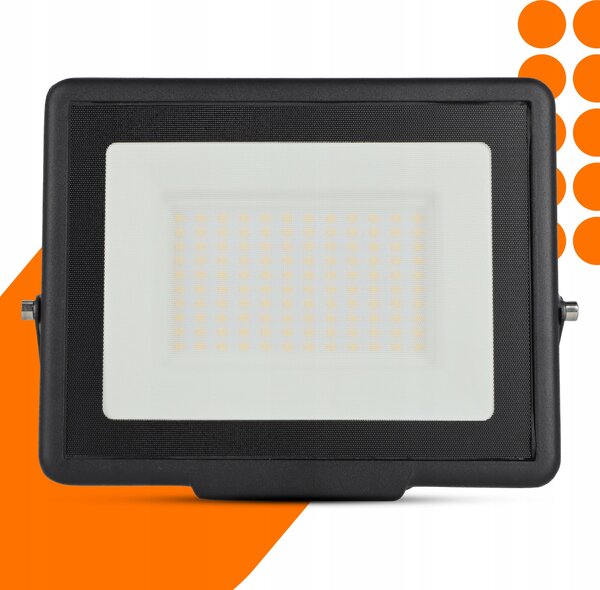 Solární LED reflektor 100 W, IP65, neutrální bílá, úhel 120°, 23 × 18,5 × 3 cm
