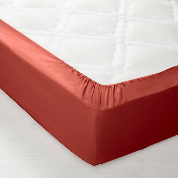 Jednobarevné napínací prostěradlo zn. Colombine® s hloubkou rohů 32 cm, z polycotonu terakota napínací prostěradlo 140x190 cm