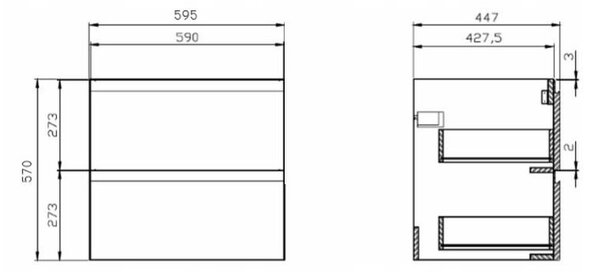 Cersanit Moduo, závěsná skříňka s umyvadlem 60cm, bílá, S801-314-DSM