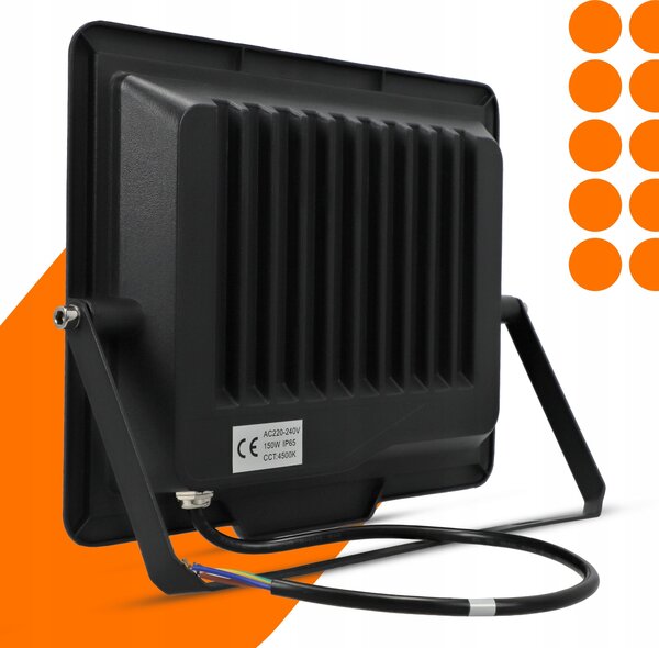 LED reflektor 150 W, IP65, neutrální bílá, úhel 120°, 27,5 × 21,5 × 3,5 cm