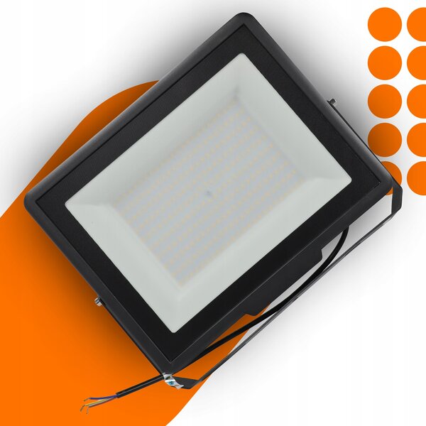 Solární LED reflektor 200 W, IP65, neutrální bílá, úhel 120°, 32,5 × 26,5 × 3 cm