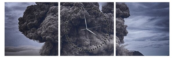 Obraz - Sopečná erupce (s hodinami) (90x30 cm)