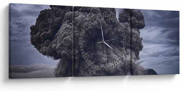 Obraz - Sopečná erupce (s hodinami) (90x30 cm)