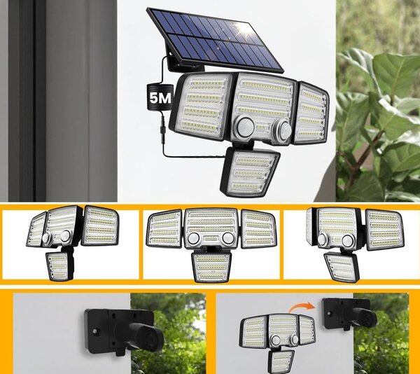 Solární LED reflektor, neutrální bílá, IP44