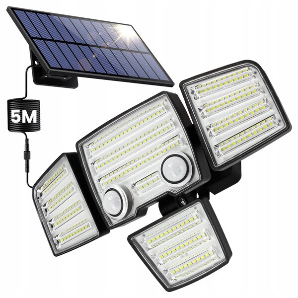 Solární LED reflektor, neutrální bílá, IP44