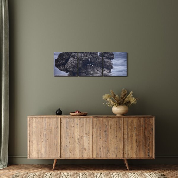 Obraz - Sopečná erupce (s hodinami) (90x30 cm)