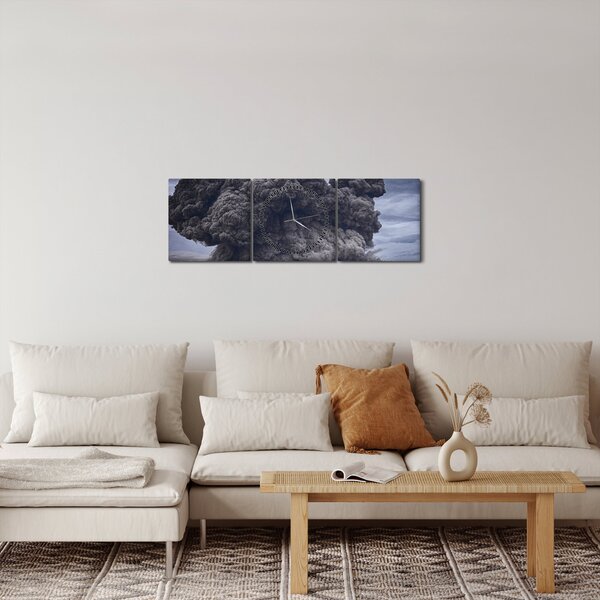 Obraz - Sopečná erupce (s hodinami) (90x30 cm)