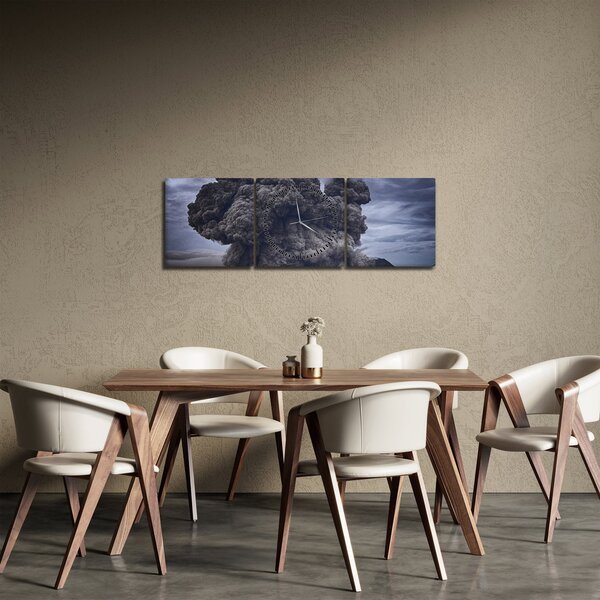 Obraz - Sopečná erupce (s hodinami) (90x30 cm)