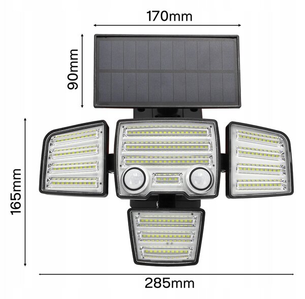 Solární LED reflektor, neutrální bílá, IP44