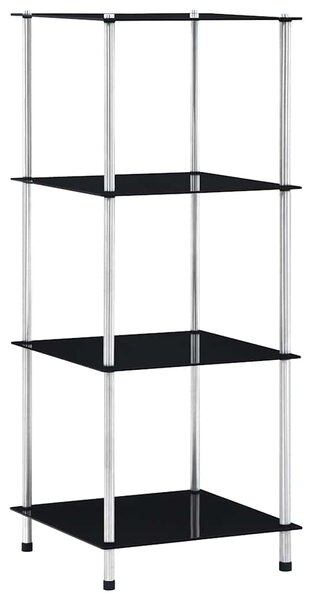 4patrová police černá 40 × 40 × 100 cm tvrzené sklo 249510