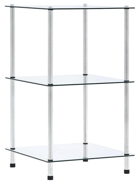 3patrová police průhledná 40 × 40 × 67 cm tvrzené sklo 249504