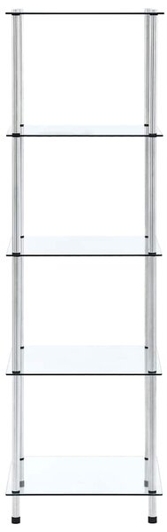 5patrová police průhledná 40 × 40 × 130 cm tvrzené sklo 249506