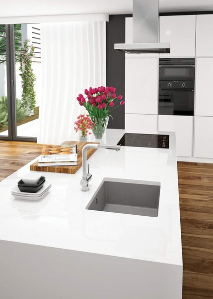 Deante Corda, granitový dřez pod desku 550x460x204 mm, 3,5" + prostorově úsporný sifon, 1-komorový, šedá, ZQA_S10C