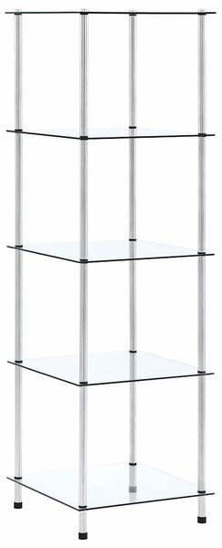 5patrová police průhledná 40 × 40 × 130 cm tvrzené sklo 249506