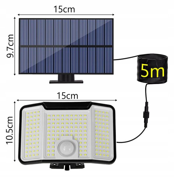 Solární LED reflektor, studená bílá, IP44