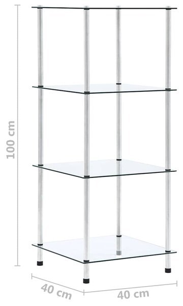 4patrová police průhledná 40 × 40 × 100 cm tvrzené sklo 249505