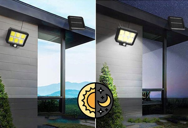 Solární LED reflektor, neutrální bílá, IP44